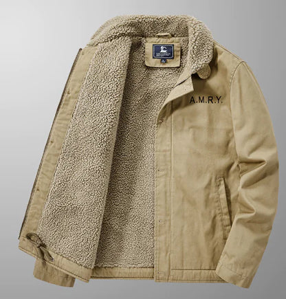 Winter Thickened Fur Collar Fleece Pilot Jacket for Men