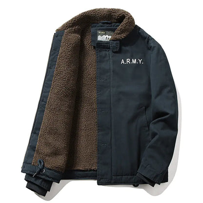 Winter Thickened Fur Collar Fleece Pilot Jacket for Men