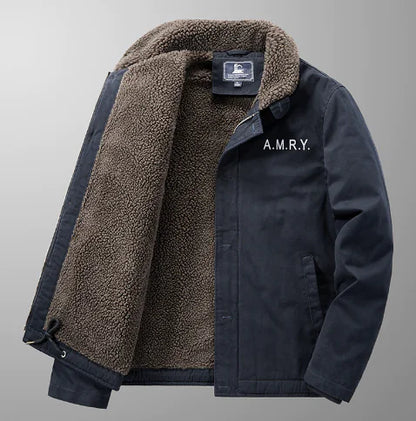 Winter Thickened Fur Collar Fleece Pilot Jacket for Men