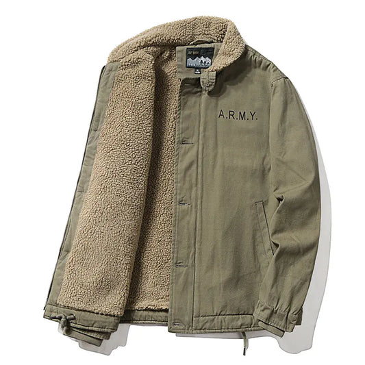 Winter Thickened Fur Collar Fleece Pilot Jacket for Men