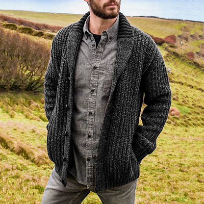Men's Solid Color Long Sleeve Knit Cardigan Sweater