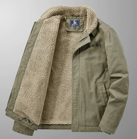 Winter Thickened Fur Collar Fleece Pilot Jacket for Men