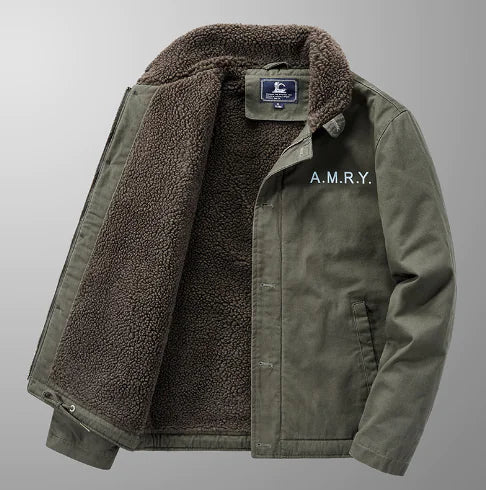 Winter Thickened Fur Collar Fleece Pilot Jacket for Men