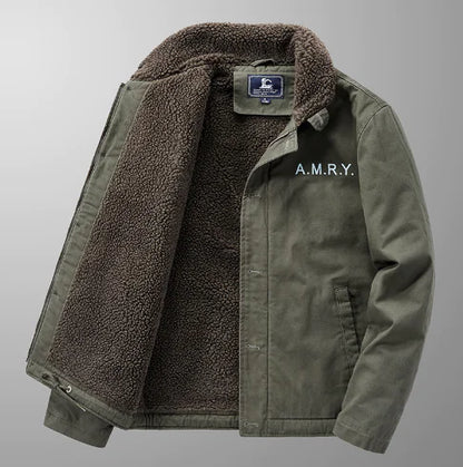 Winter Thickened Fur Collar Fleece Pilot Jacket for Men